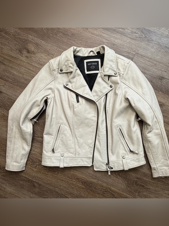 Harley-Davidson Jackets & Blazers - Harley-Davidson Vixen Lane Leather Riding Jacket Beige Size Large
